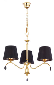 Lampadario EGIDA Jupiter 3 luci E27 oro nero cristalli
