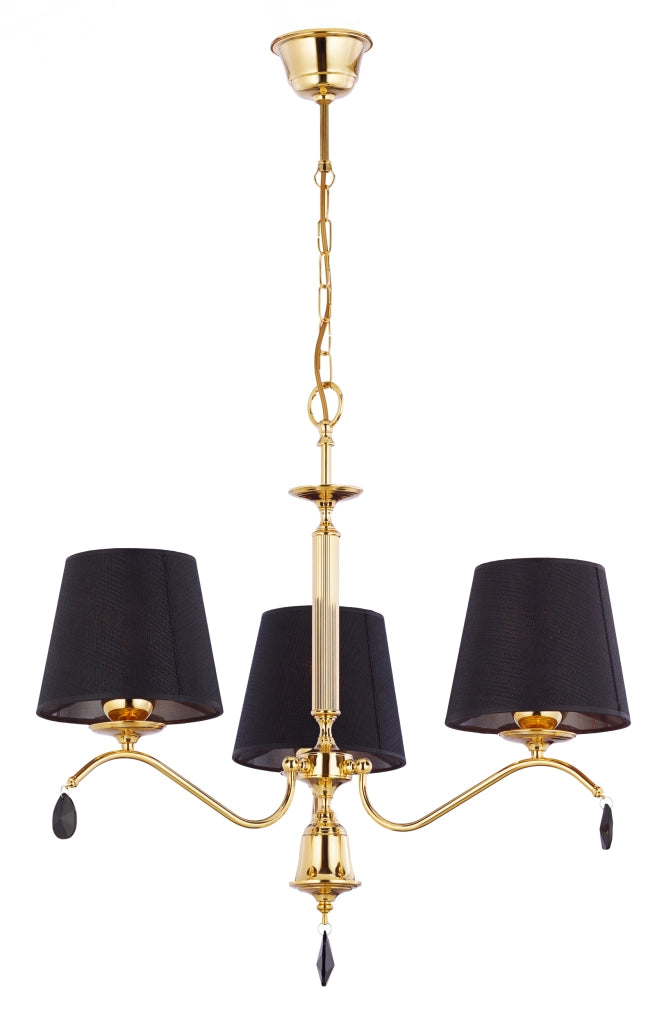 Lampadario EGIDA Jupiter 3 luci E27 oro nero cristalli