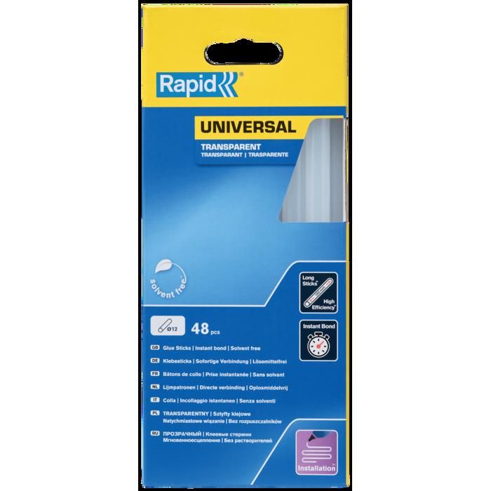 Colla - RAPIDA - 12 mm x 48 stick - Trasparente - Alta fluidità - Tempo di presa 15 sec