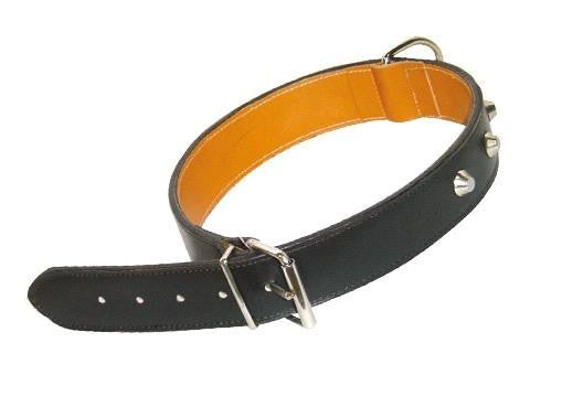 COLLARI COLLARE IN CUOIO NATURALE BORCHIATO PER CANI MM.40X75