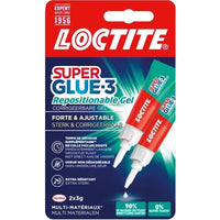 Colle cianoacriliche - LOCTITE - SUPERGLUE-3 - Riposizionabili - Gel 3g - Set di 2 Blister - Scatola 12uc