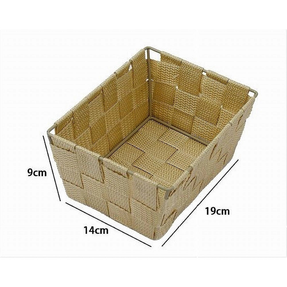 Trade Shop - Porta Oggetti Multiuso Organizer Bagno Camera Cucina Tessuto Beige 19x14x9cm 79009 -