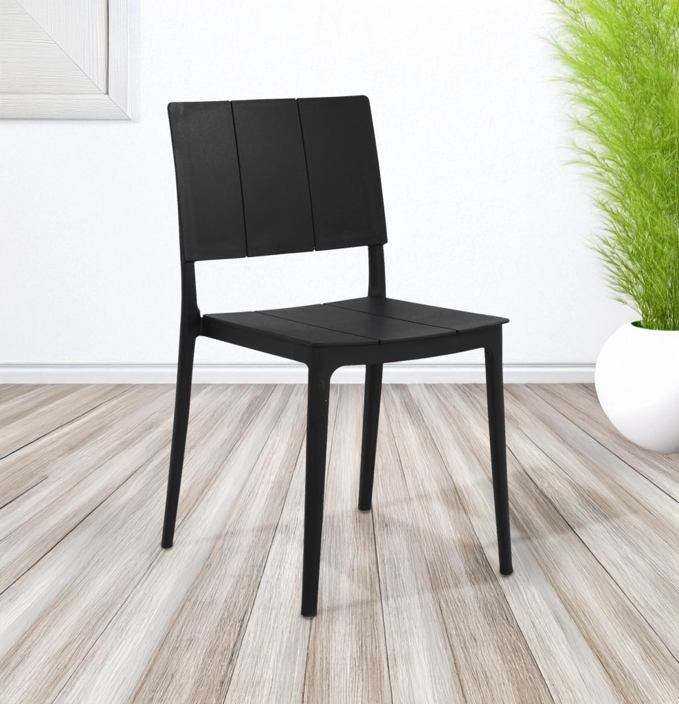 Set 4 Sedie In Polipropilene e Fibra Di Vetro Sedia Cucina Trattamento Uv Antiscolorimento Giardino Interno Esterno Moderne Robuste Resistenti Seduta Terrazzo Soggiorno Bar Ristorante Impilabili Livia-Nero