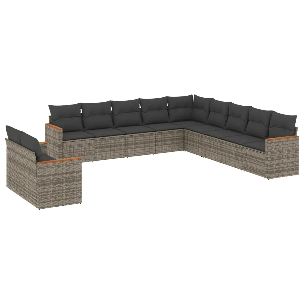 Set Divani da Giardino 11 pz con Cuscini in Polyrattan Grigiocod mxl 90186