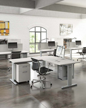 Composizione completa ufficio operativo con 4 postazioni lavoro cm. 324x324x72h