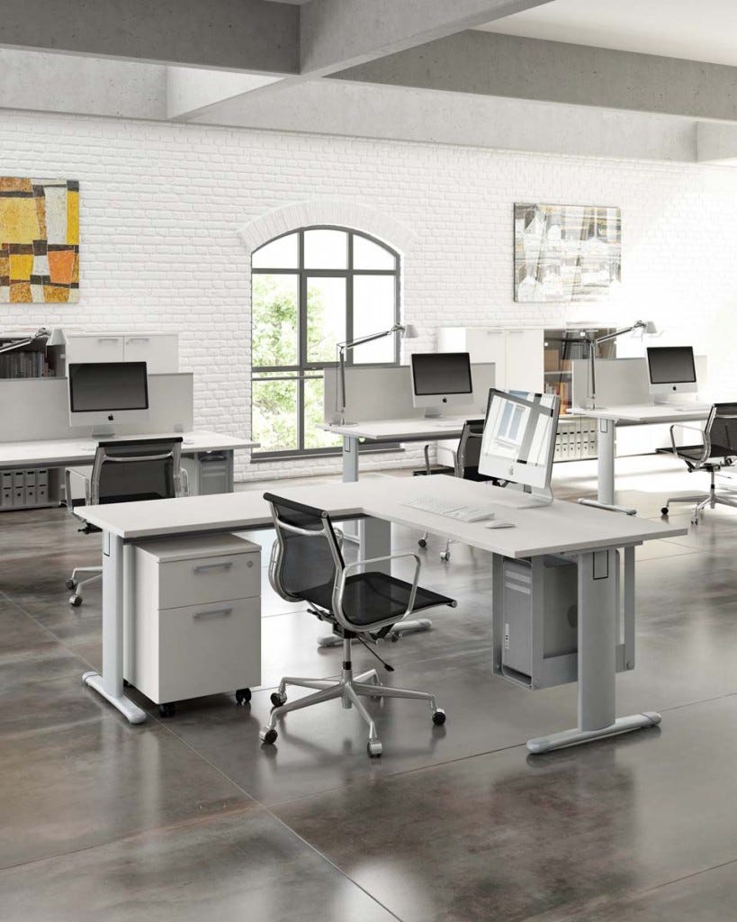 Composizione completa ufficio operativo con 4 postazioni lavoro cm. 324x324x72h