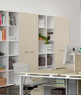 Composizione completa ufficio operativo con 4 postazioni lavoro cm. 324x324x72h