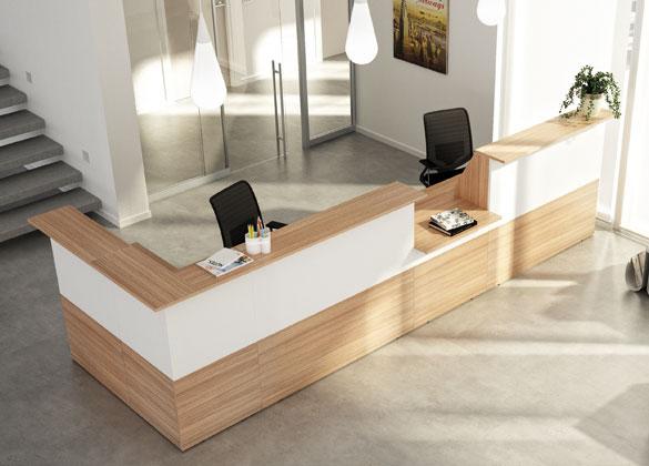 Composizione reception in melaminico ad angolo per ufficio cm. 396x156x117h
