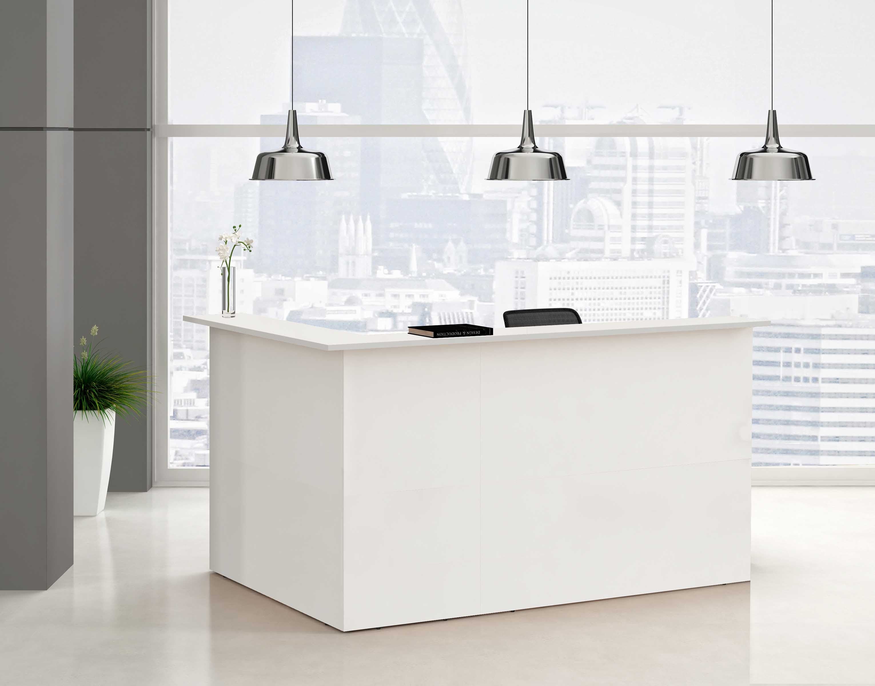 Composizione reception in melaminico da ufficio cm. 216x156x117h