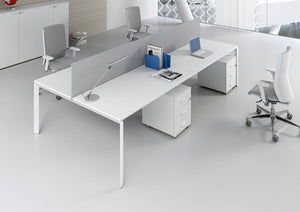Composizione scrivanie da 4 persone da ufficio cm. 280/320/360/400x165x74h