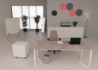 Composizione ufficio operativo completa di scrivania, cassettiera, mobile archivio e poltrona girevole