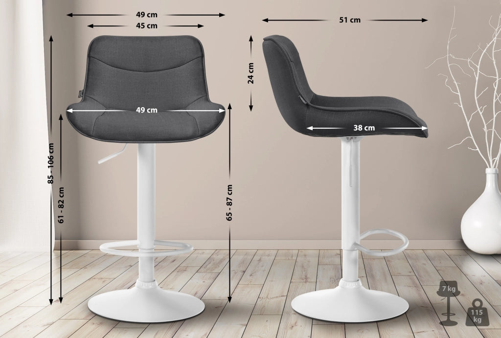 2er Set Barhocker Vonore Stoff weiЯ