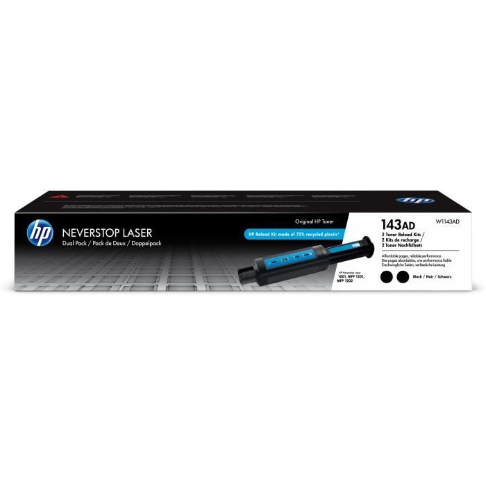 Confezione da 2 kit di ricarica toner nero originale Neverstop HP 143A (W1143AD), per serie HP Neverstop 1000/1200