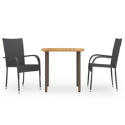 Set Mobili da Pranzo per Giardino 3 pz Polyrattan Nero cod mxl 35929