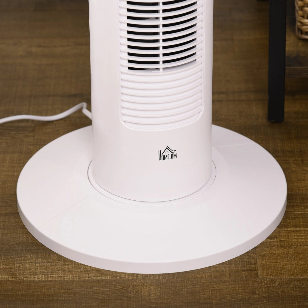 Ventilatore a Torre 45W a 4 Modalità e 3 Velocità con Timer da 12h Ø31.5x93 cm in ABS e Alluminio Bianco