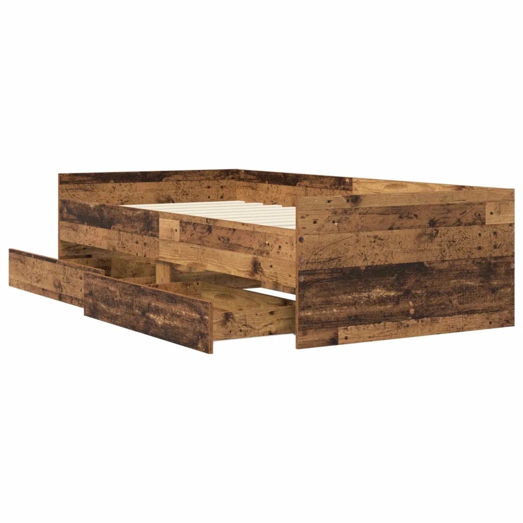 Struttura del letto con cassetto Legno antico Pino massello 3429616