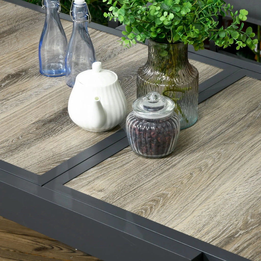 Tavolo da Giardino 80-160x80x75 cm Allungabile per 6 Persone in Plastica e Alluminio Beige