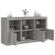 Credenza con Luci LED-Buffet-Armadio da cucina Grigio Sonoma 123x37x67 cm 854673