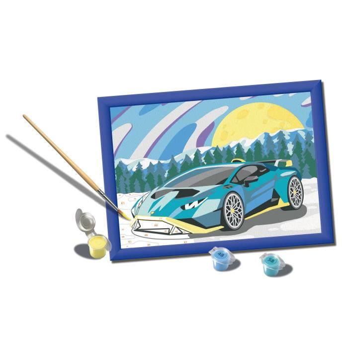 CreArt Kids 18x24cm Lamborghini, Kit di pittura con i numeri, Numero d'arte, Età 7+, 25842, Ravensburger