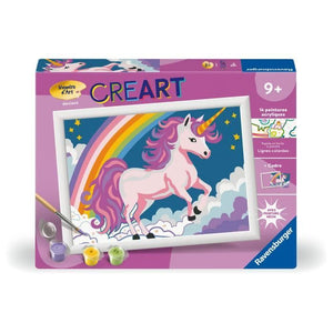 CreArt Kids 18x24cm Neon Unicorn, Kit di pittura con i numeri, età 7+, 25904, Ravensburger