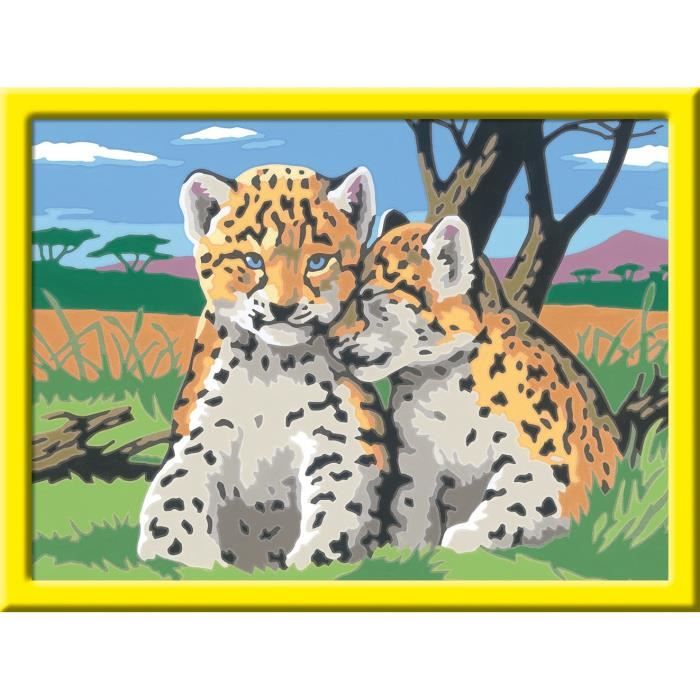 CreArt Kids 18x24cm Piccoli leopardi, Kit di pittura con i numeri, Età 9+, 25832, Ravensburger