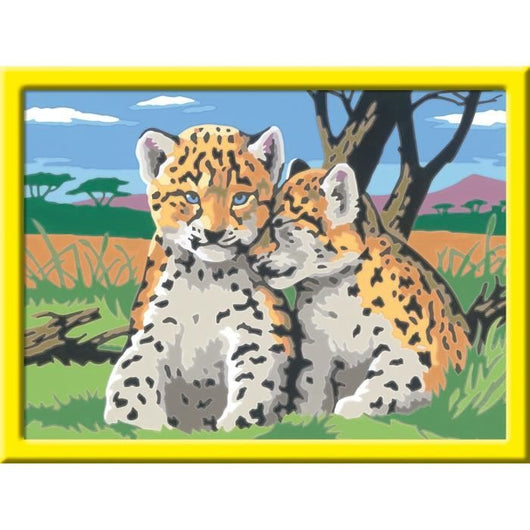 CreArt Kids 18x24cm Piccoli leopardi, Kit di pittura con i numeri, Età 9+, 25832, Ravensburger