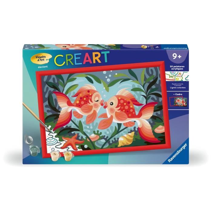 CreArt Kids 31x21 cm Baci di pesce, Kit da dipingere con i numeri, Numero artistico, Dai 7 anni in su, 25853, Ravensburger