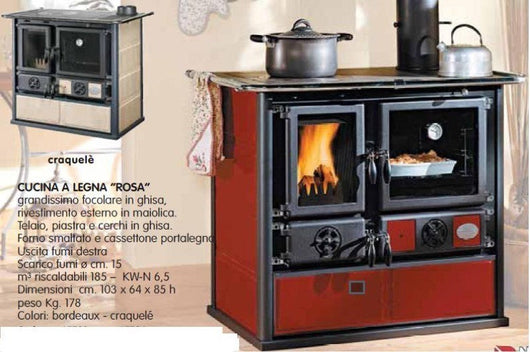 CUCINA LEGNA 8.8 KW ROSA 5.0 VST NORDICA