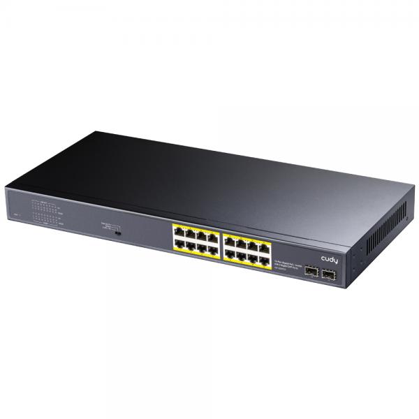 CUDY GS1020PS2 - 16-PORT GIGABIT POE+ SWITCH WITH 2 GIGABIT SFP PORTS 200W
