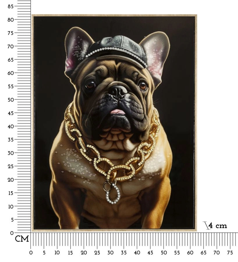 Dipinto su Tela Laccato Bully con Cornice 62x4x82 cm in Metallo e Abete e Tela