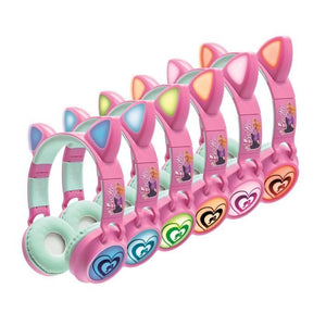 Cuffie Barbie wireless ricaricabili illuminate con orecchie da gatto