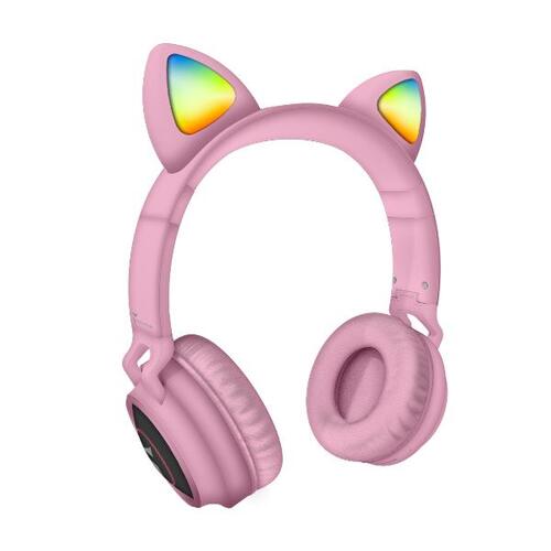 Cuffie Senza Filo Techmade Funny - Led - Microfono E Tasti Funzione - Rosa