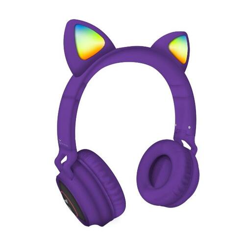 Cuffie Senza Filo Techmade Funny - Led - Microfono E Tasti Funzione - Viola
