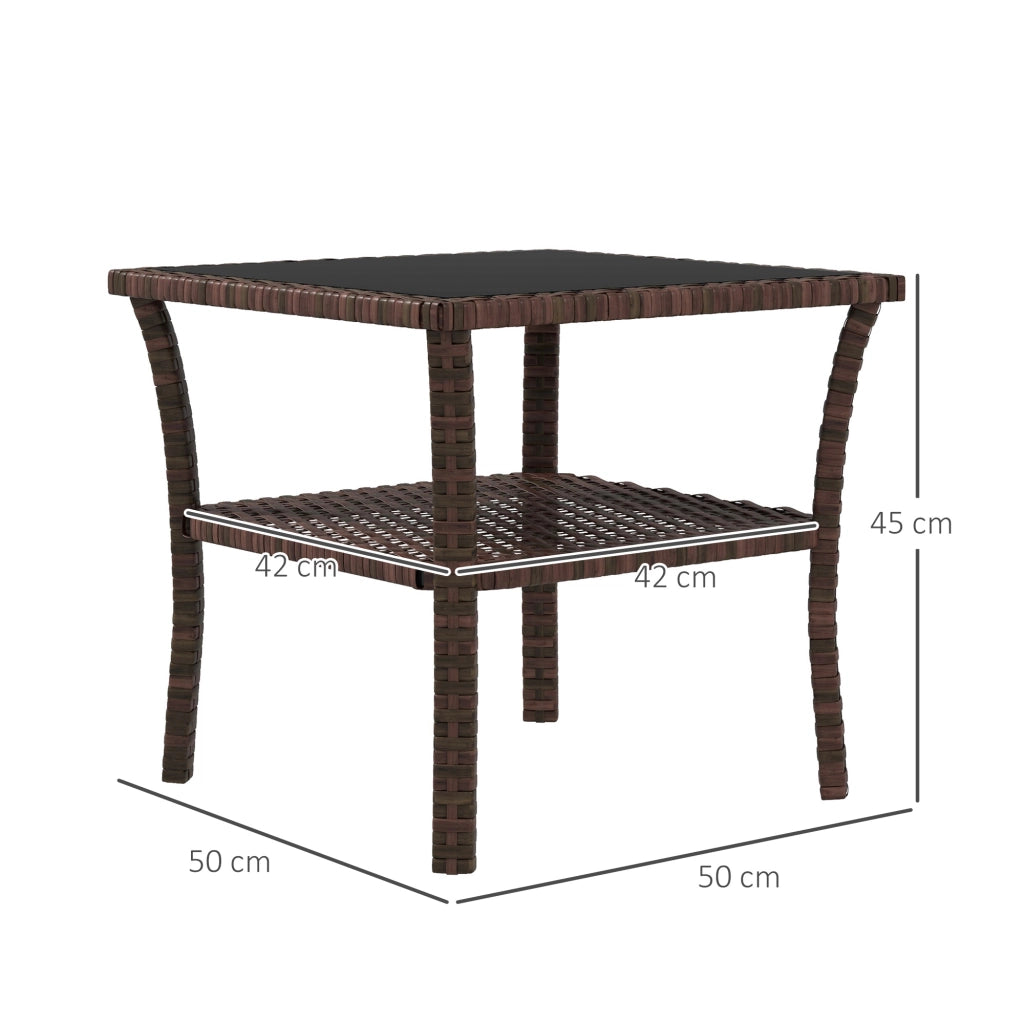 Tavolino da Giardino in Rattan ¨C zephmum ¨C Marrone 50x50x45 cm