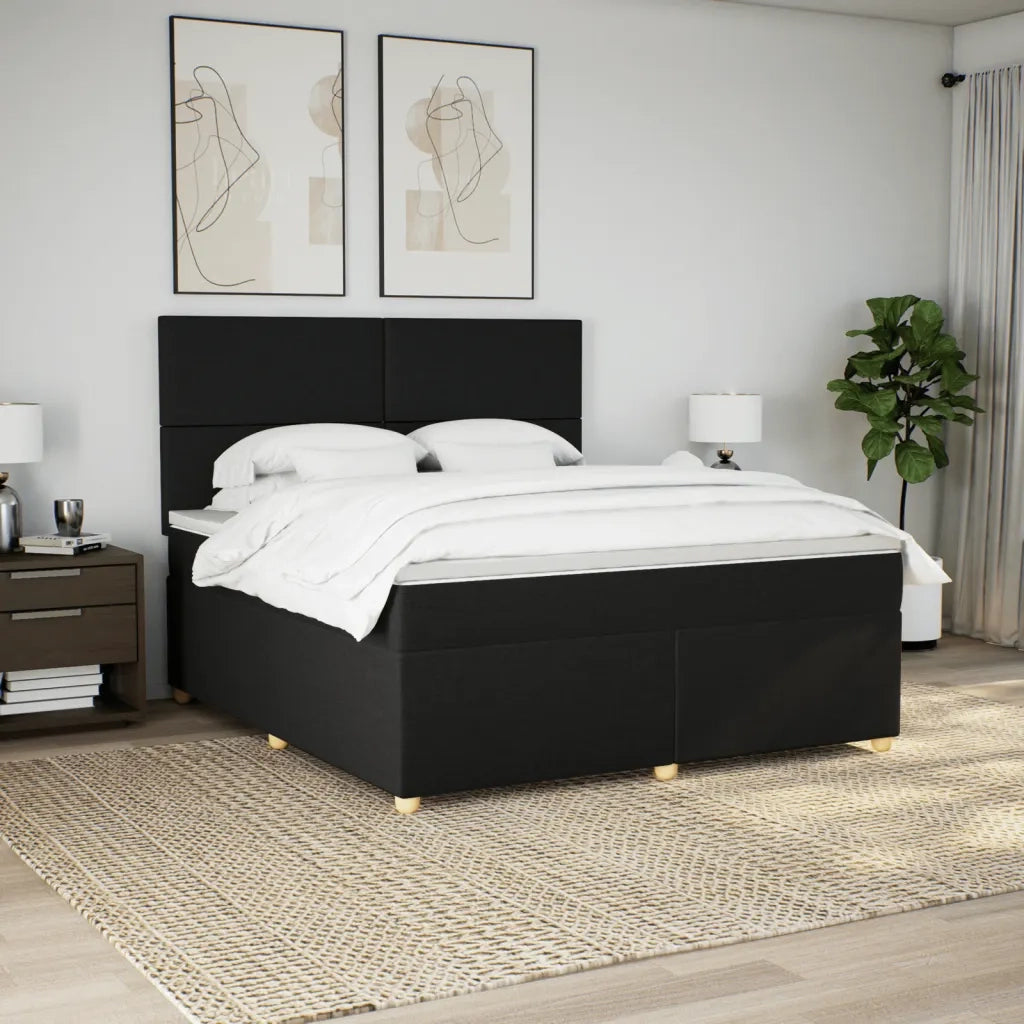 Giroletto a Molle con Materasso Nero 180x200 cm in Tessuto