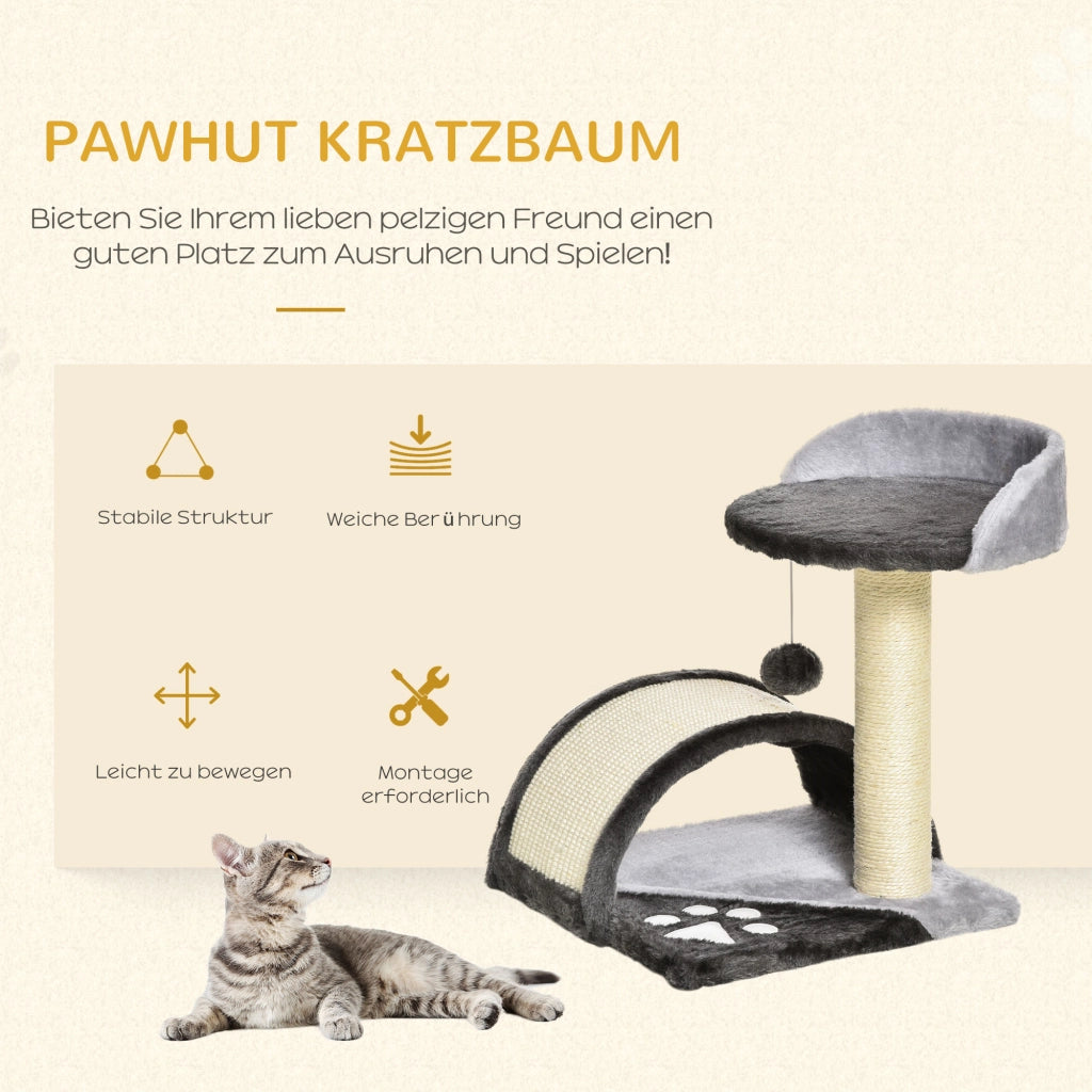 Tiragraffi per Gatti 46cm con Cuccia e Piattaforma ¨C Xylo ¨C Grigio Scuro