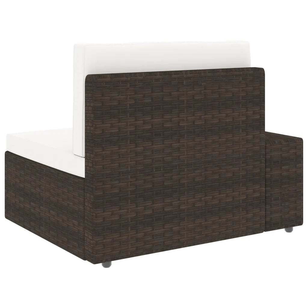 Divano Modulare a 3 Posti in Polyrattan Marrone 49516