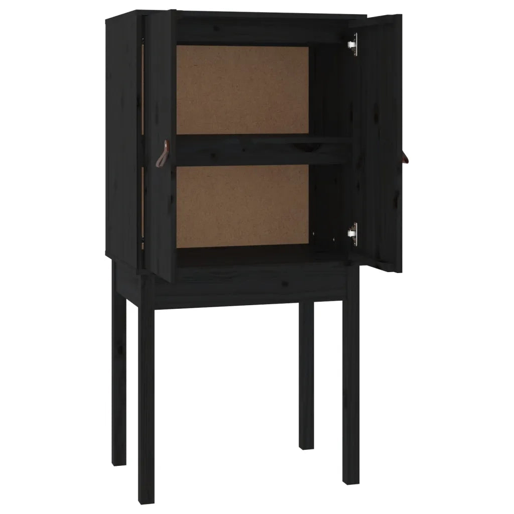 Credenza Nera 60x40x120 cm in Legno Massello di Pino 821748