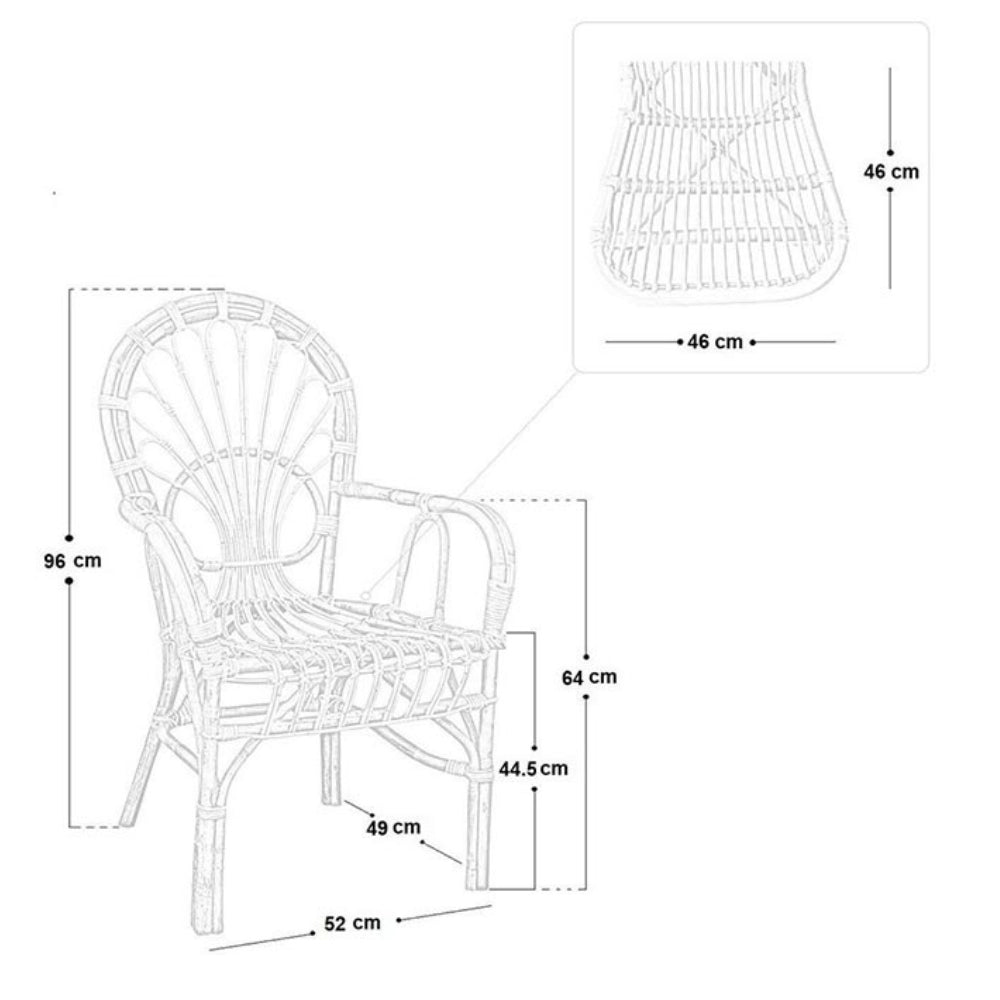 Poltrona sedia Big Sole per adulti in bambù naturale e giunco intrecciato
