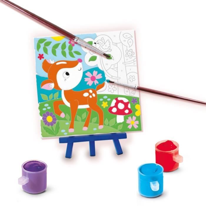 Dipingi con i numeri su tela - 3 animali della foresta - SES CREATIVE