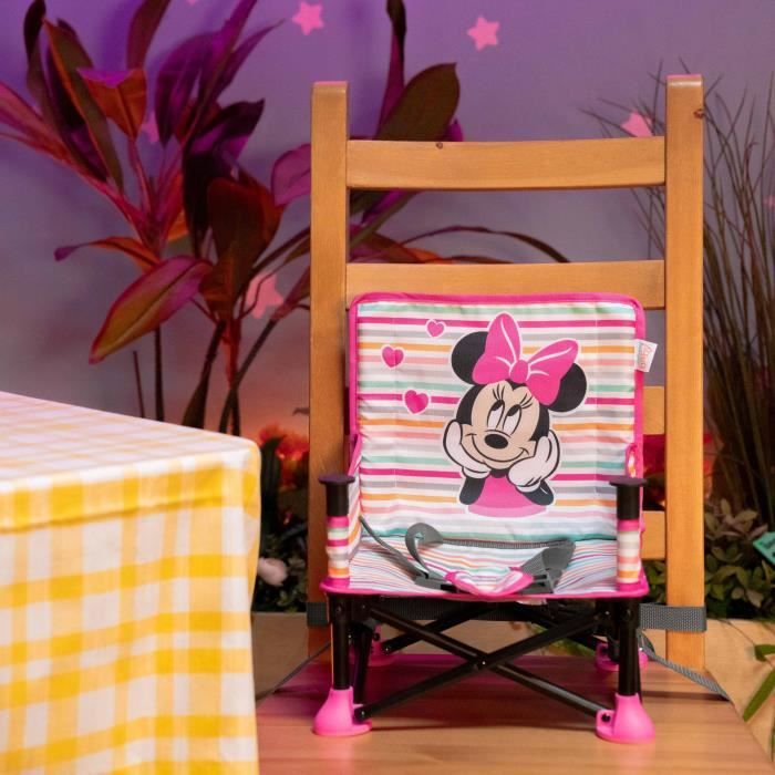 DISNEY BABY rialzo per sedia Minnie Mouse, rialzo Pop 'n Sit, per interni ed esterni, pratico e compatto, chiusura rapida, rosa