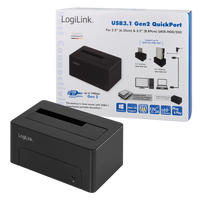 Docking Station USB3.1 Gen2 per HDD/SSD SATA da 2.5''/3.5'' Nero