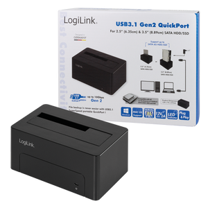 Docking Station USB3.1 Gen2 per HDD/SSD SATA da 2.5''/3.5'' Nero