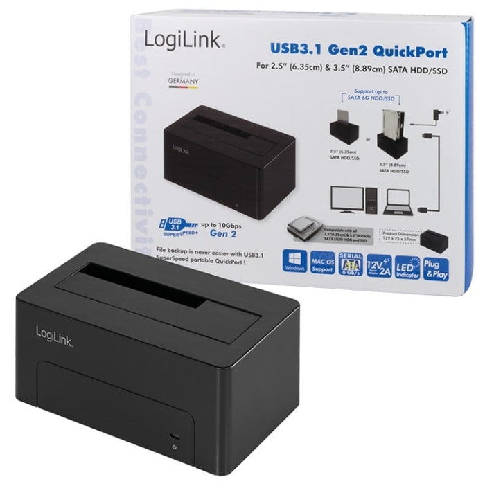 Docking Station USB3.1 Gen2 per HDD/SSD SATA da 2.5''/3.5'' Nero