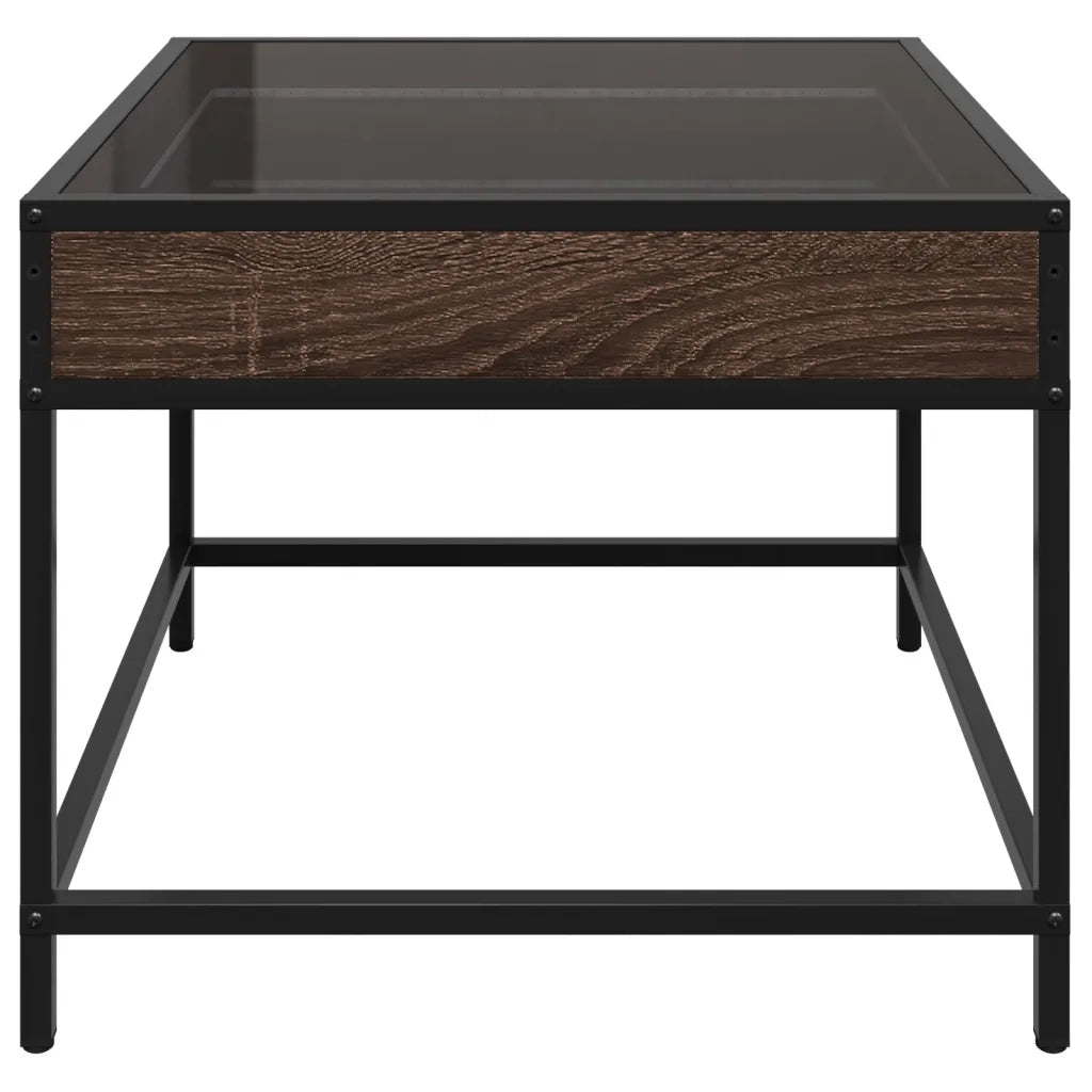 Tavolino da Salotto con LED Infinity Rovere Marrone 50x50x41 cm
