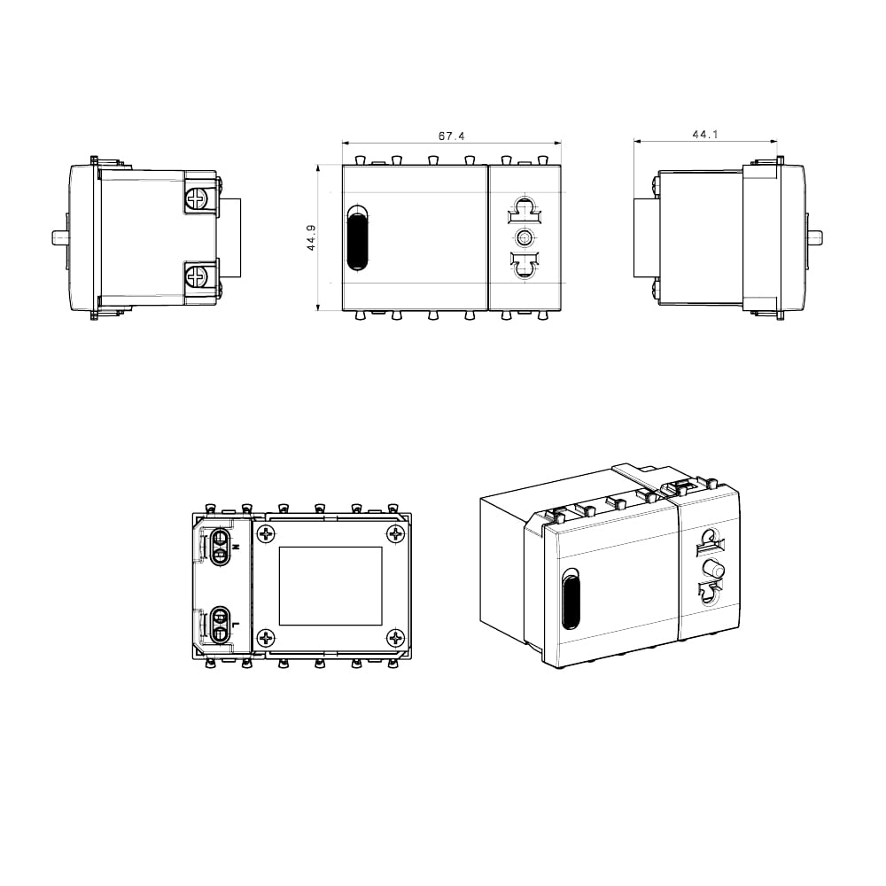 Domus S44 Presa Rasoi Euroamericana 230V 20VA Bianco Lucido
