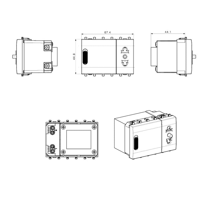Domus S44 Presa Rasoi Euroamericana 230V 20VA Bianco Lucido
