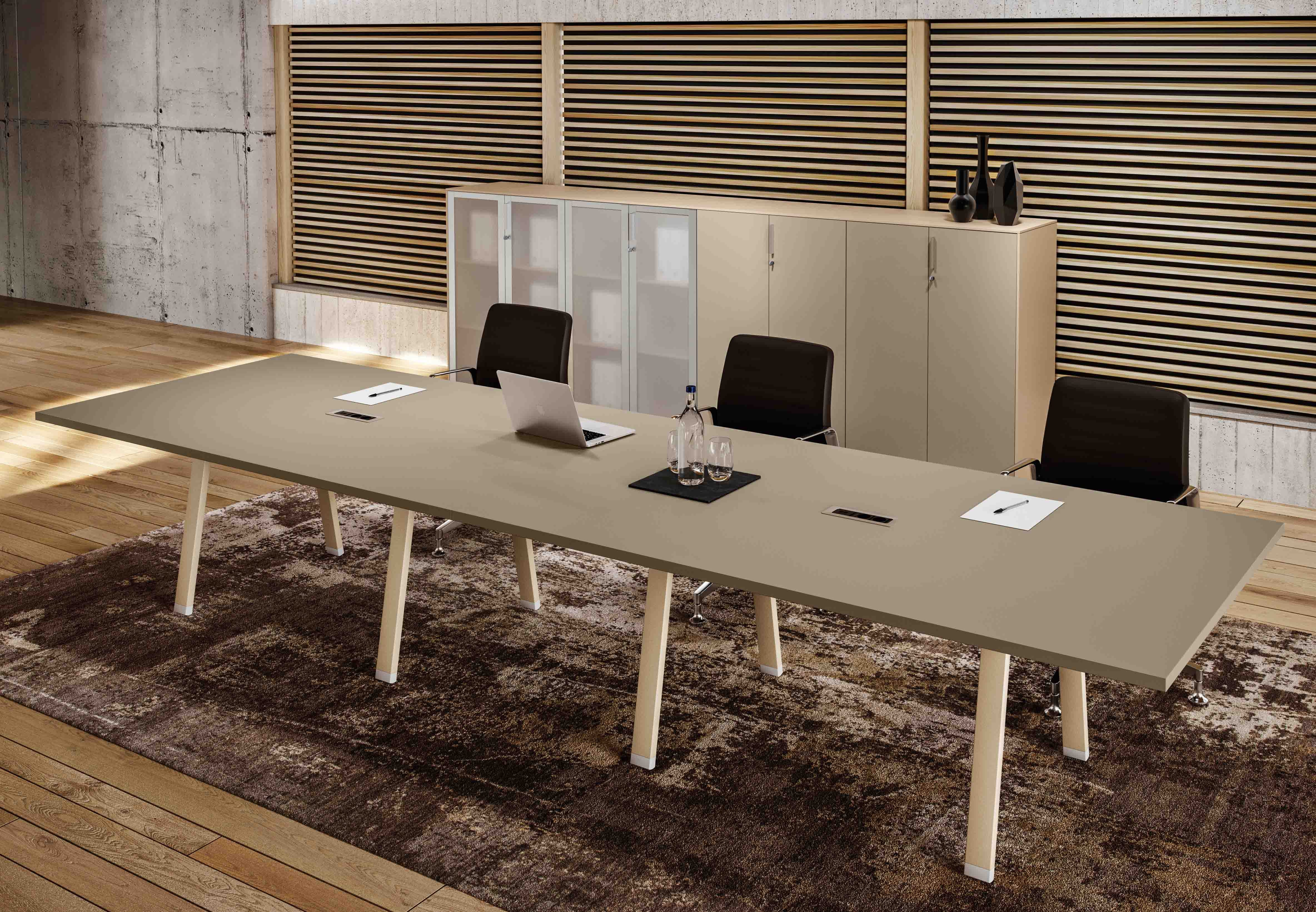 Doppio tavolo riunione per ufficio in melaminico cm. 420/560x120x73,4h