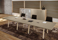 Doppio tavolo riunione per ufficio in melaminico cm. 420/560x120x73,4h