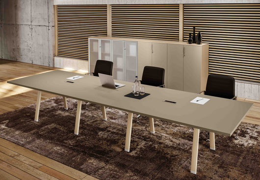 Doppio tavolo riunione per ufficio in melaminico cm. 420/560x120x73,4h